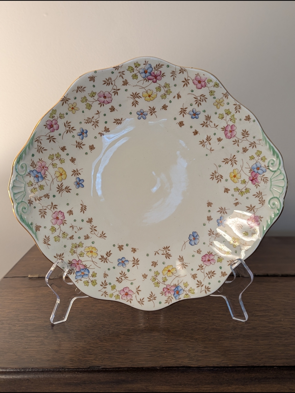E.B. Foley Bone China English Floral Cake Plate / Serving Platter 9.5"